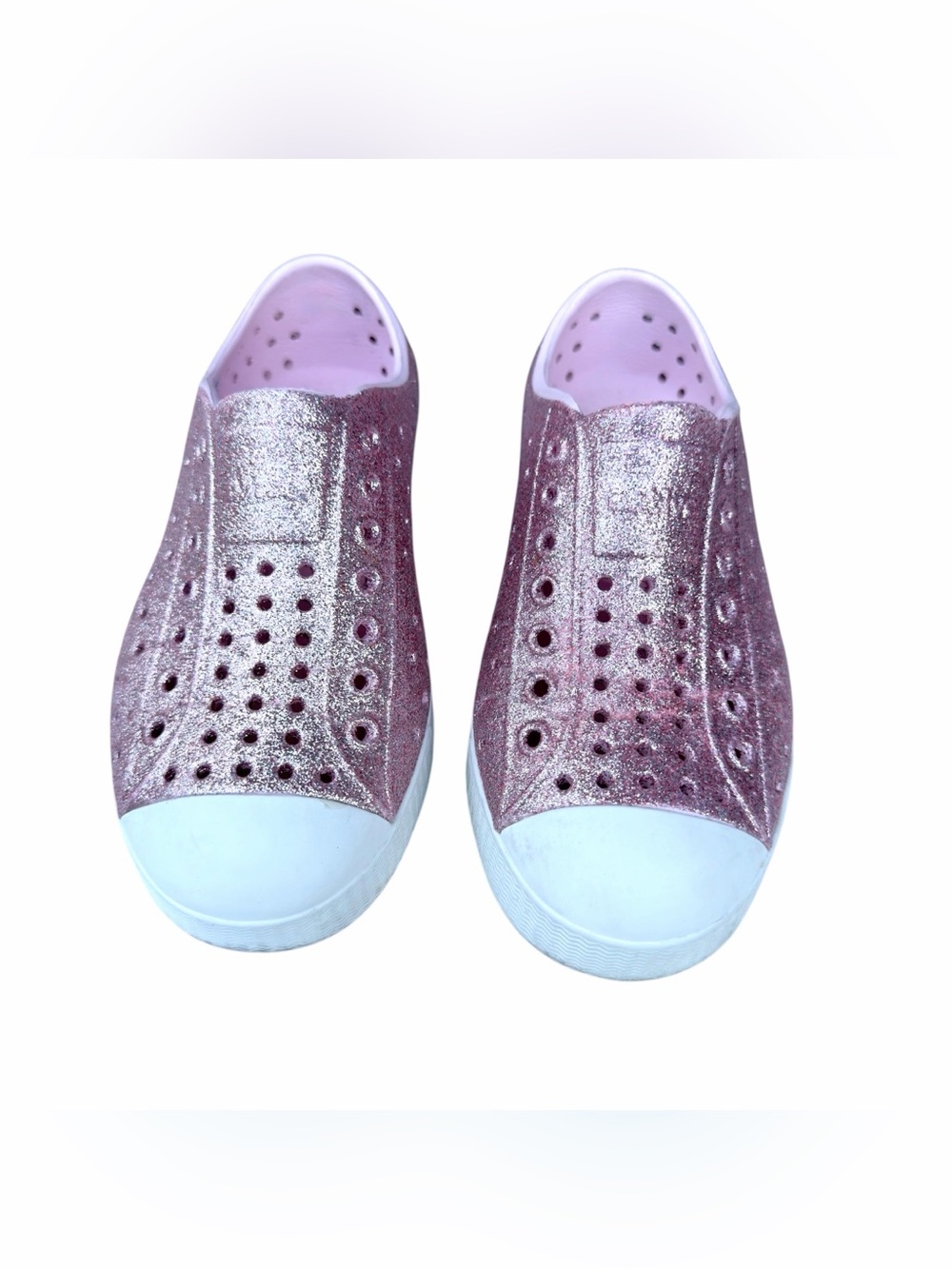 Native Jefferson Girls Pink Sparkle Bio-Bling Size C12/12 Slip On Rubber Shoes